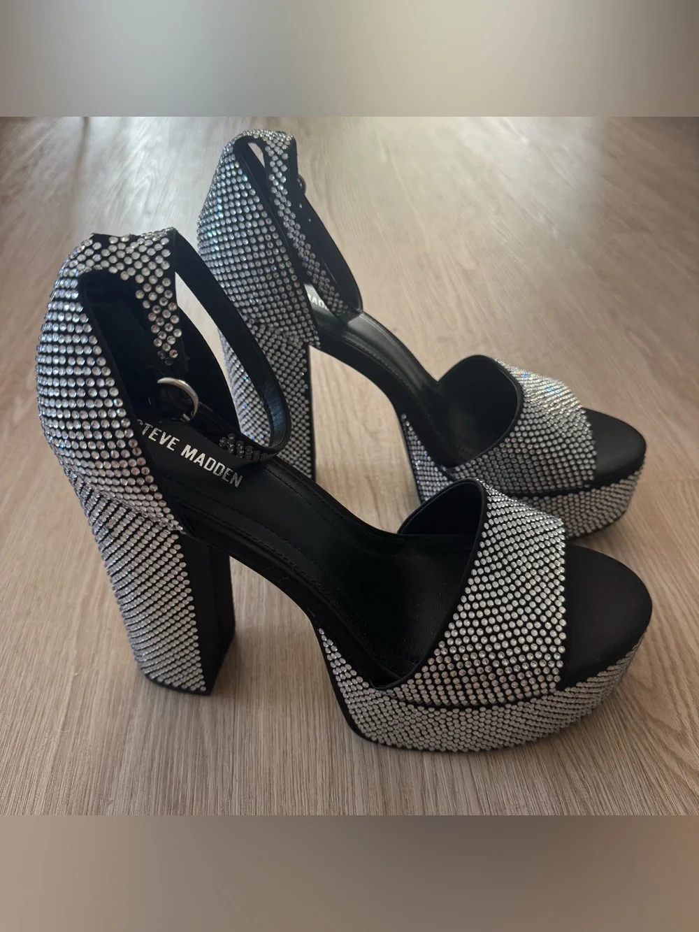 Steve Madden rhinestone Platform Sandals heels New